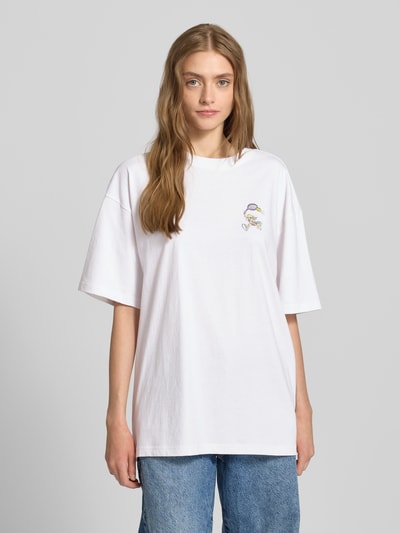 Review Oversized T-shirt met motiefprint Wit - 4