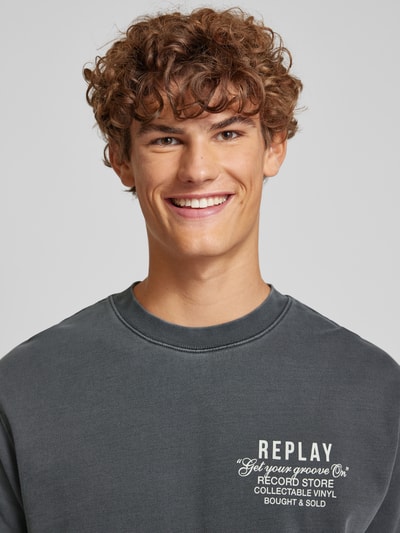 Replay Sweatshirt mit Label-Print und Rundhalsausschnitt Black 3