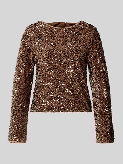 Only Regular Fit Langarmshirt mit Pailletten Modell 'CONFIDENCE' Hellbraun 2
