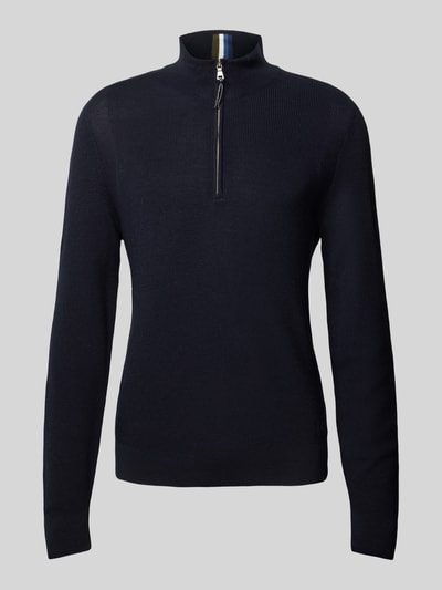 Brax Gebreide pullover met opstaande kraag, model 'Steffen' Marineblauw - 2