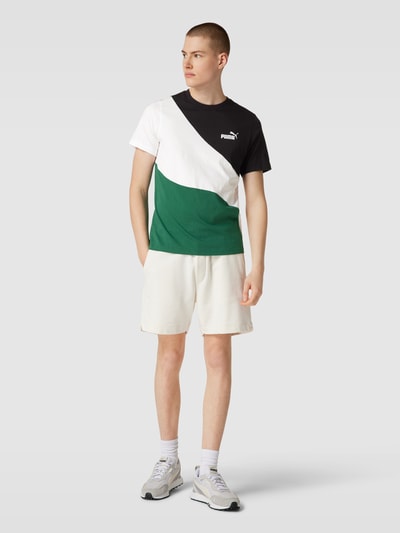 PUMA PERFORMANCE T-shirt in colour-blocking-design, model 'PUMA POWER Cat' Groen - 1