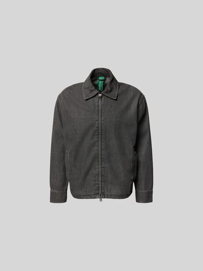 Produktfoto, Regular Fit Jeansjacke aus Baumwoll-Mix von ANNARR mit Zweiwege-Reißverschluss, Denim, Umlegekragen, graue Farbstruktur