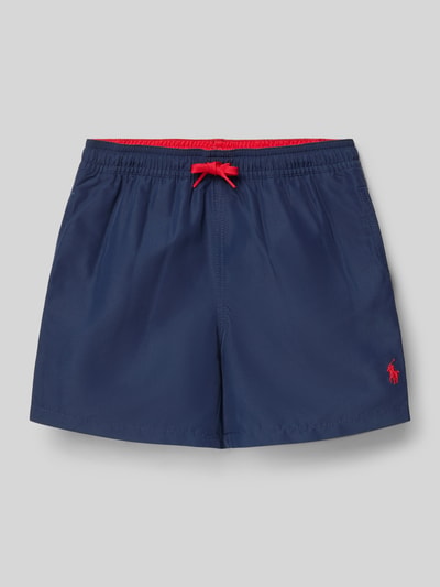 Produktfoto, Zwembroek met tunnelkoord van Polo Ralph Lauren Kids in effen kleuren met logostitching, mesh-inzet, elastische boord, zij-steekzakken, achterzak met knoop.