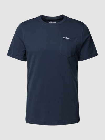 Barbour T-shirt z kieszenią na piersi model ‘Langdon’ Błękitny 2