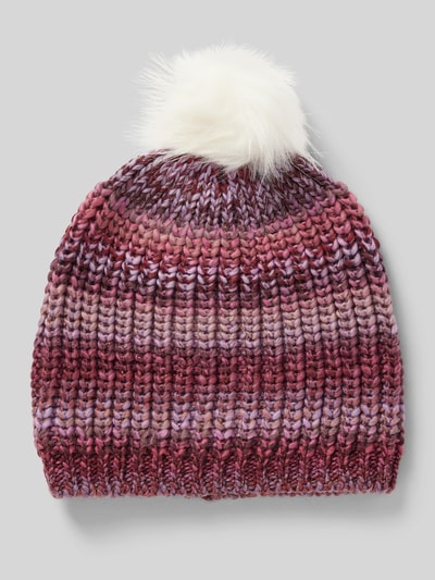 s.Oliver RED LABEL Strickmütze mit Kunstfell-Pompon Fuchsia 1