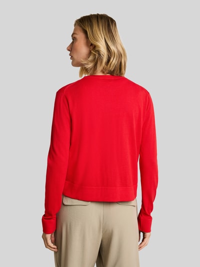 Tom Tailor Regular Fit Strickjacke aus Baumwoll-Mix mit Seiden-Anteil Rot 5