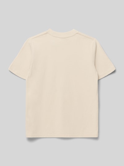 Produktfoto, cremefarbenes T-Shirt mit Rundhalsausschnitt und Label-Stitching von Abercrombie&Fitch, Regular Fit, schlichte Textur