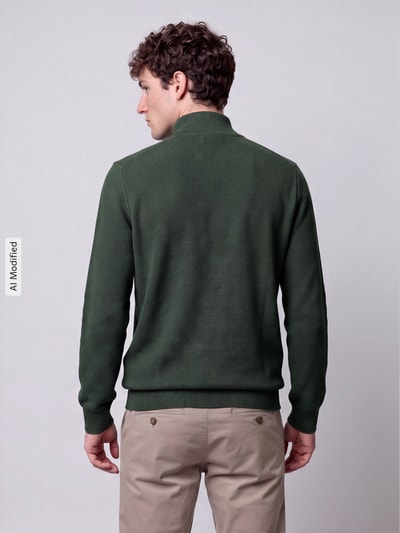 Polo Ralph Lauren Pullover mit Half Zip Troyerkragen Dunkelgruen 5