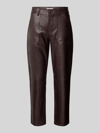 Bash Tapered fit broek in leerlook, model 'KELLY' Donkerbruin - 1