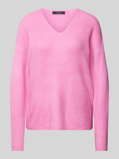 Vero Moda Regular Fit Strickpullover mit V-Ausschnitt Modell 'CREWLEFILE' Pink 2