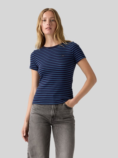 Levi's® Slim Fit T-Shirt aus Baumwoll-Mix mit Logo-Stitching Dunkelblau 4