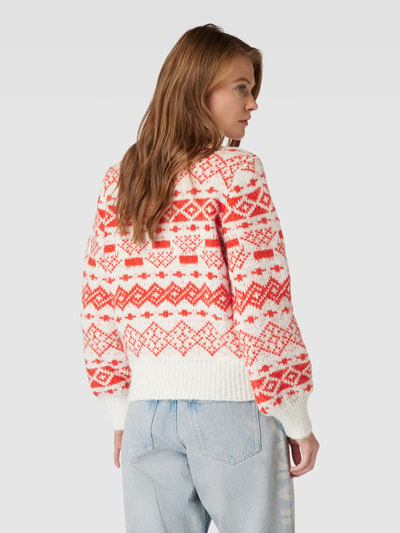 Pieces Strickpullover mit Allover-Muster Modell 'JIANNA' Rot 5