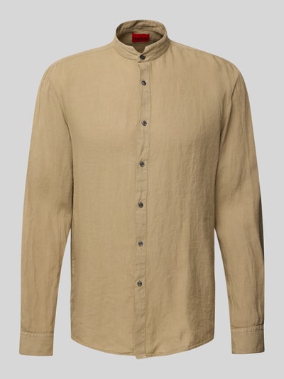 HUGO Slim Fit Business-Hemd mit Maokragen Modell 'Elvory' Hellbraun 2