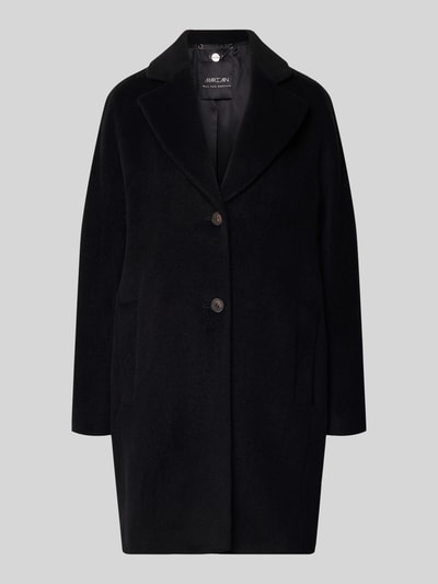 Marc Cain Regular fit lange jas van scheerwolmix met alpaca Zwart - 2