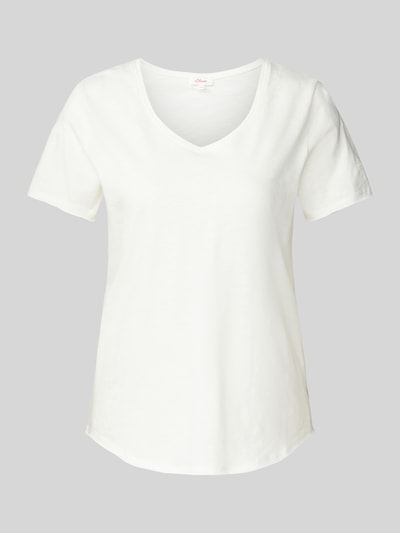 s.Oliver RED LABEL T-Shirt mit V-Ausschnitt Offwhite 2