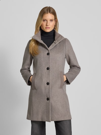 s.Oliver RED LABEL Slim fit lange jas met wol Taupe gemêleerd - 4