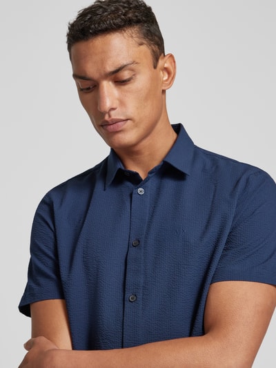 ARMANI EXCHANGE Regular fit vrijetijdsoverhemd met structuurmotief Marineblauw - 3