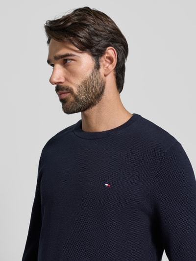 Tommy Hilfiger Regular Fit Strickpullover aus reiner Baumwolle Marine 3