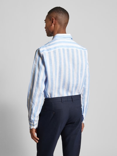 Baldessarini Slim fit linnen overhemd met haaikraag, model 'Hugh' Lichtblauw - 5