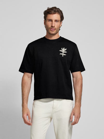 JAKE*S STUDIO MEN Oversized T-shirt met motiefstitching Zwart - 4