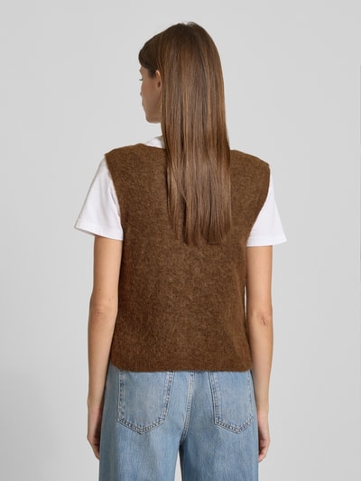 American Vintage Pullunder mit gerippten Abschlüssen Modell 'NENYBAY' Mittelbraun 5