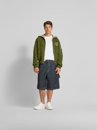 Kenzo Sweatjacke mit Label-Print Khaki 1