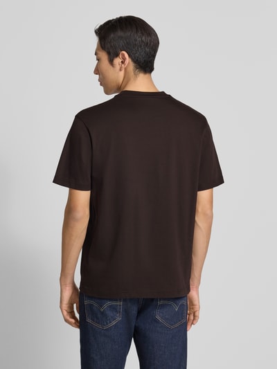 Lacoste T-shirt o regularnym kroju z czystej bawełny Ciemnobrązowy 5
