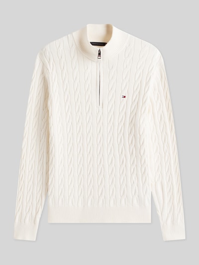 Tommy Hilfiger Troyer o kroju regular fit z czystej bawełny z wyhaftowanym logo Écru 2