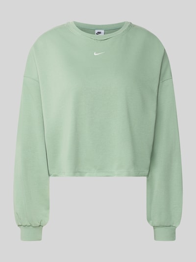 Produktfoto, Relaxed Fit Pullover mit Logo-Stitching Modell 'Chill' von Nike im hellgrünen Baumwoll-Mix, elastische Ärmelabschlüsse