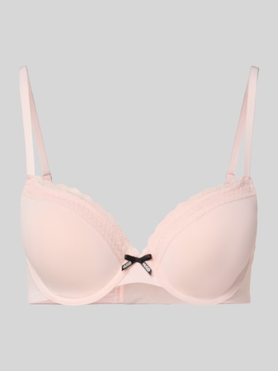 Produktfoto, BH mit Push Up Modell 'Unique' von HUGO, Optik: Unifarben, Cup-Detail: Vorgeformt, Gefüttert, Push-Up, Schleife mit Label-Schriftzug, Spitzenbesatz, Bügel, Materialverarbeitung: Feinripp