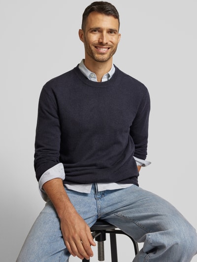 Gant Gebreide pullover van kasjmier met ronde hals Marineblauw - 3