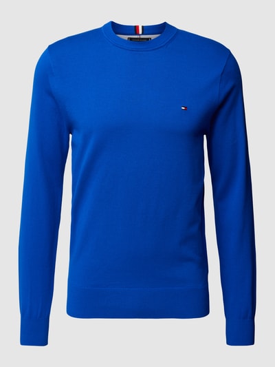 Tommy Hilfiger Gebreide pullover met labelstitching Koningsblauw - 2