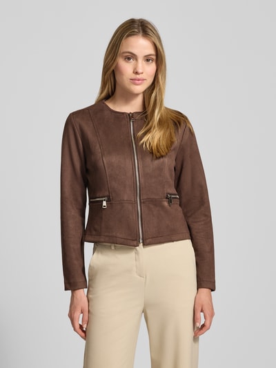 ZABAIONE Kunstlederjacke mit Zierreißverschluss Mittelbraun 4