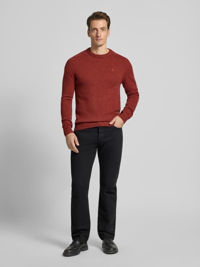 MCNEAL Regular fit gebreide pullover van pure wol Donkerrood gemêleerd - 1
