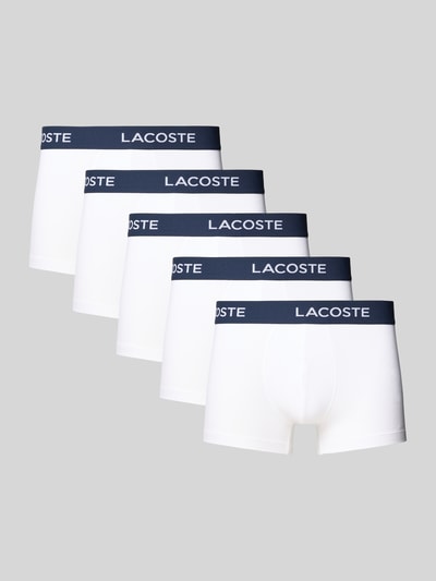 Lacoste Obcisłe bokserki z elastycznym paskiem z logo w zestawie 5 szt. Biały 1