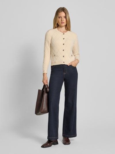 More & More Strickjacke mit Knopfleiste Sand 1