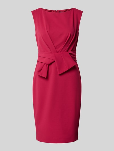 Produktfoto, Knielanges Cocktailkleid mit Knotendetail von Vera Mont in kräftigem Rot, Material-Mix mit Stretch-Anteil, Gerader-Schnitt, Rundhalsausschnitt, Knielänge, Struktur glatt, für Damen