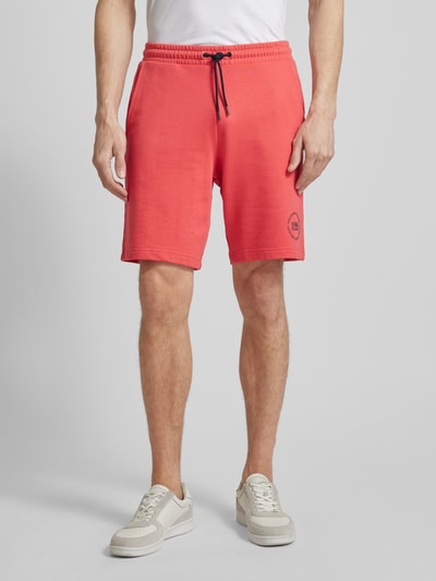 Christian Berg Men Regular fit sweatshorts met statementstitching Lichtrood - 4