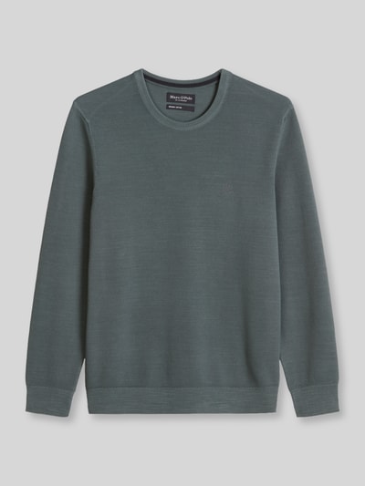 Produktfoto, zielony Regular Fit Pullover aus reiner Baumwolle od Marc O'Polo, miękka dzianina, lekko melanżowa struktura, sweter z bawełny męski