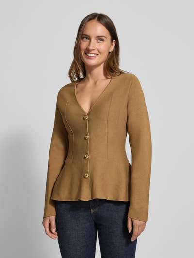 Mango Strickjacke mit V-Ausschnitt Modell 'TONA' Camel 4