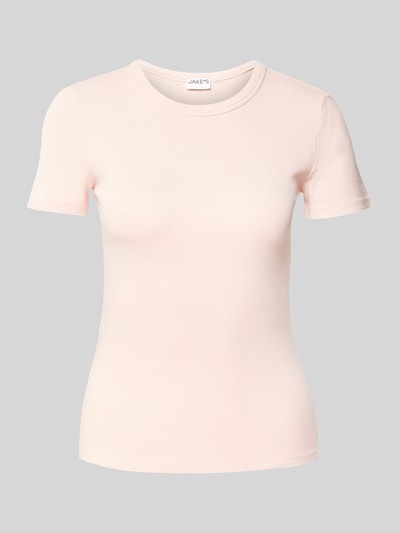 Jake*s Casual Slim Fit T-Sirt mit Feinripp Rosa 1