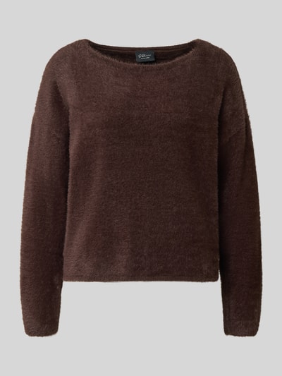 s.Oliver BLACK LABEL Relaxed fit pullover met viscose Donkerbruin - 2