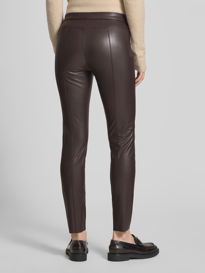 Raffaello Rossi Skinny fit broek in leerlook, model 'RESA' Donkerbruin - 5