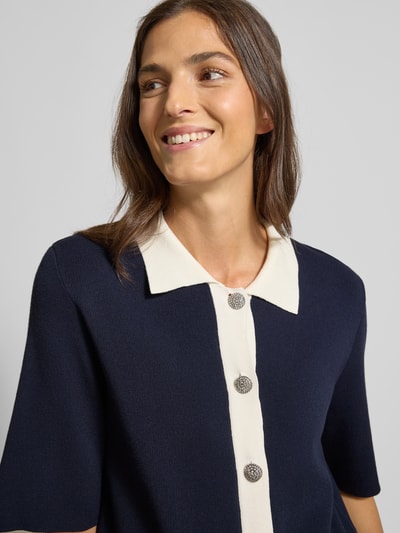 YAS Gebreide cardigan met 1/2-mouwen, model 'LORO' Marineblauw - 3