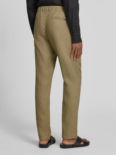 Casual Friday Spodnie lniane z wpuszczanymi kieszeniami model 'Pandrup' Khaki 5