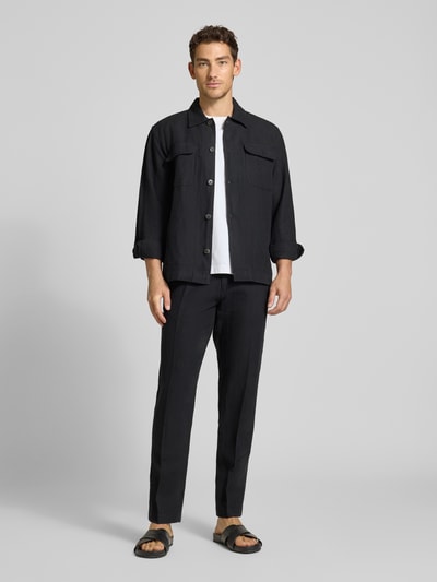 Selected Homme Koszula-kurtka o kroju relaxed fit z mieszanki lnu i bawełny model 'LEROY' Czarny 1