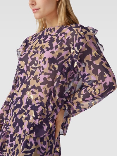 BOSS Orange Blouse met all-over motief, model 'Inza' Prune - 3