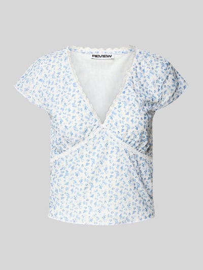 Review T-shirt z obszyciem koronką Biały 2