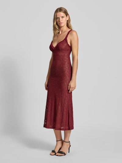 Bardot Midikleid aus Spitze Modell 'ALEGRA' Bordeaux 1