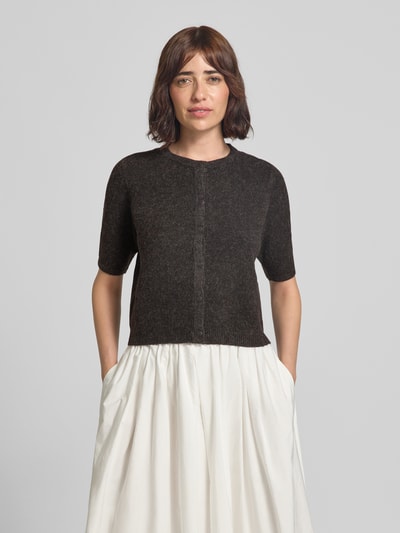 VERO MODA regular fit gebreid jack met korte mouw model 'VMDOFFY' Chocoladebruin - 4